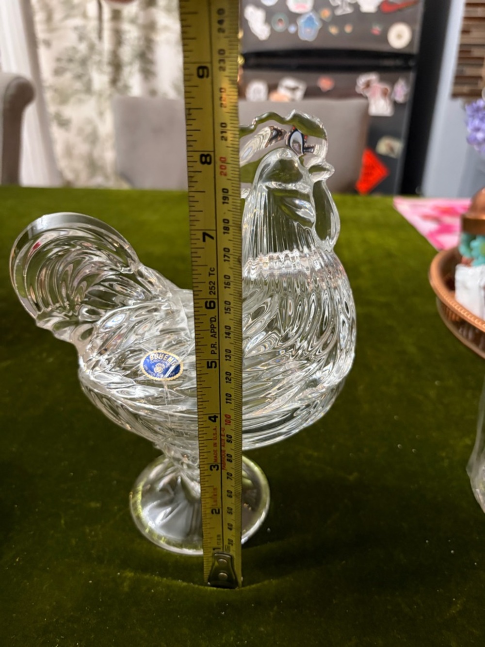 Polished Clear Crystal Rooster candy dish - Picture 2 of 5
